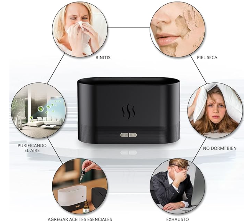 Humidificador de aroma ultrasónico, humo visible relajante, nebulizador led